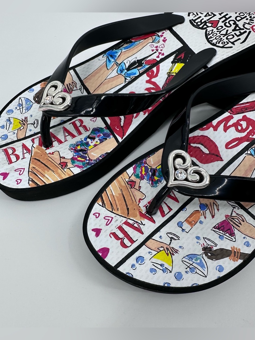 Brighton Platform Flip-Flop with Heart Accent - Size 8